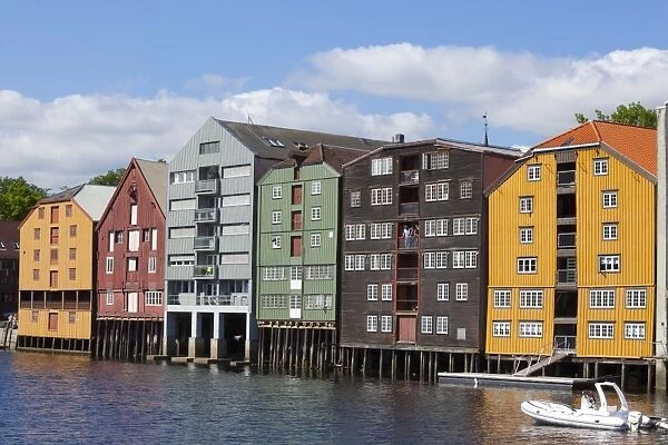 Old fishing warehouses, Trondheim, Sor-Trondelag, Norway, Scandinavia, Europe