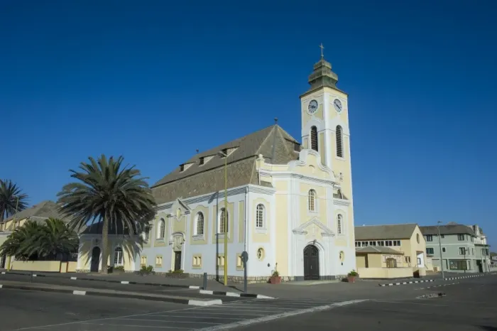 Framed Print : Old German church, Swakopmund, Namibia, Africa Framed Print : Old German church, Swakopmund, Namibia, Africa