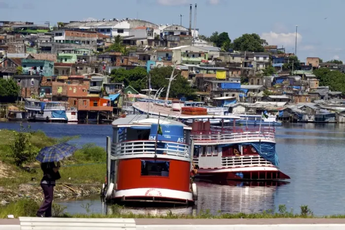 Framed Print : On the old harbour of Manaus, Brazil, South America Framed Print : On the old harbour of Manaus, Brazil, South America