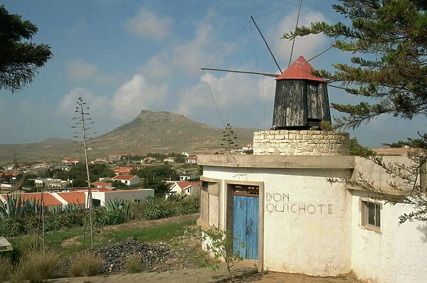 Old mill incorporated into house, Porto Santo Island, off Madeira, Portugal
