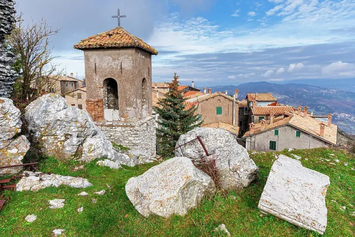 Framed Print : Old Italian mountain village with bell tower in the foreground, Guadagnolo, Capranica Prenestina municipality, Prenestini mountains, Rome district, Latium, Lazio, Italy, Europe Framed Print : Old Italian mountain village with bell tower in the foreground, Guadagnolo, Capranica Prenestina municipality, Prenestini mountains, Rome district, Latium, Lazio, Italy, Europe