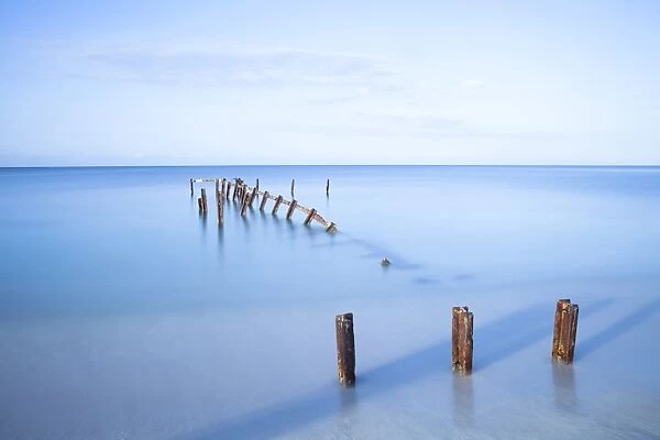 Old jetty in the Caribbean Sea, early morning, Playa Ancon, Trinidad, Cuba, West Indies, Central America