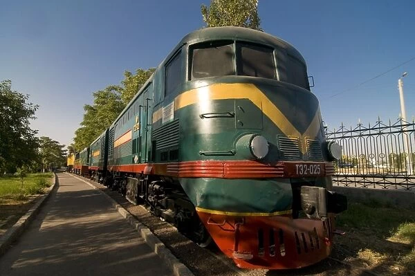 Front of an old locomotive, Railway Museum, Tashkent, Uzbekistan, Central Asia, Asia
