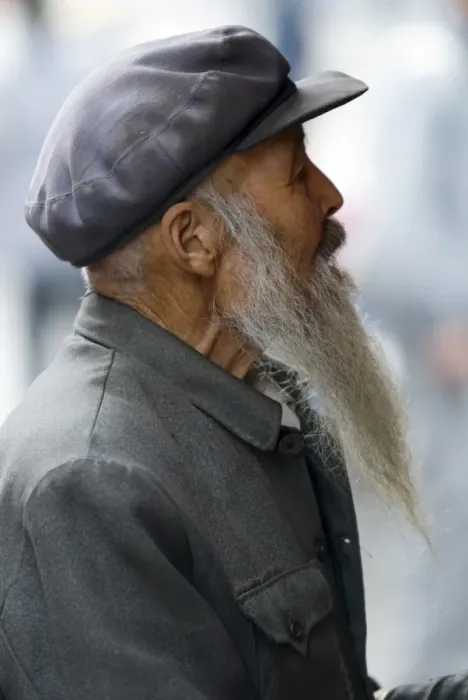 Framed Print : Old man with long beard, Xining, Qinghai, China, Asia Framed Print : Old man with long beard, Xining, Qinghai, China, Asia