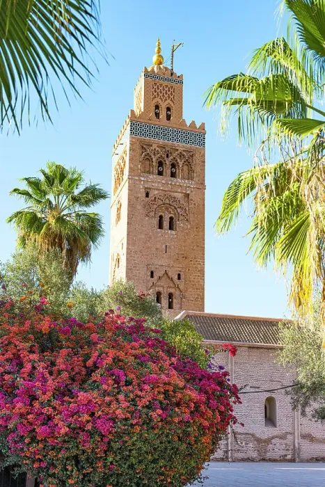 Framed Print : Old minaret tower of Koutoubia Mosque, UNESCO World Heritage Site, framed by flowers in spring, Marrakech, Morocco, North Africa, Africa Framed Print : Old minaret tower of Koutoubia Mosque, UNESCO World Heritage Site, framed by flowers in spring, Marrakech, Morocco, North Africa, Africa