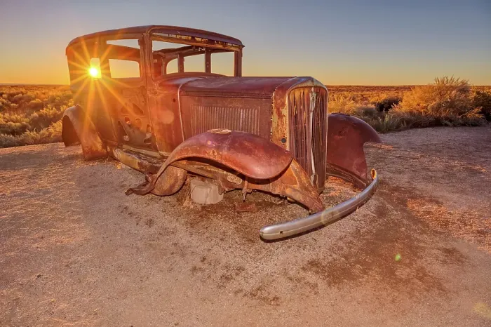 Framed Print : An old Model-T placed as a marker for the Route 66 Road Alignment in Petrified Forest National Park, Arizona, United States of America Framed Print : An old Model-T placed as a marker for the Route 66 Road Alignment in Petrified Forest National Park, Arizona, United States of America