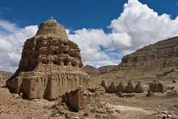 Old mud stupa in the old kingdom of Guge in the most western part of Tibet, China, Asia