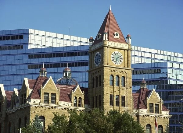 Old and new City Halls, Calgary, Alberta, Canada, North America