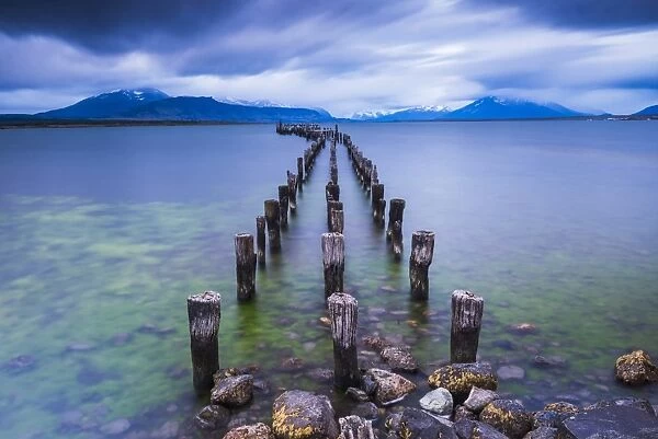Old pier at Puerto Natales, Ultima Esperanza Province, Chilean Patagonia, Chile, South America