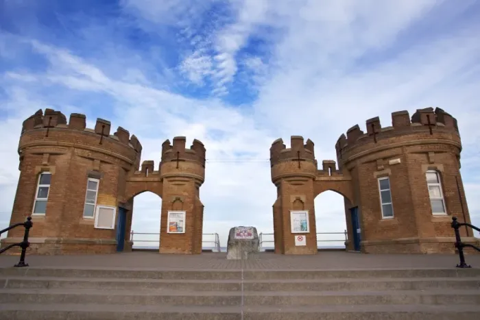 Framed Print : Old Pier Towers at Withernsea, East Riding of Yorkshire, Yorkshire, England, United Kingdom, Europe Framed Print : Old Pier Towers at Withernsea, East Riding of Yorkshire, Yorkshire, England, United Kingdom, Europe