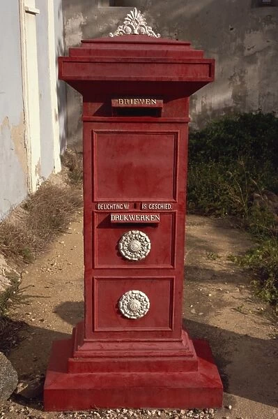 Old post box in museum, Aruba, Dutch Antilles, West Indies, Central America