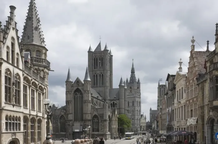 Framed Print : The Old Post Office on the left, St. Nickolas Church and the Belfry beyond, Ghent, Belgium, Europe Framed Print : The Old Post Office on the left, St. Nickolas Church and the Belfry beyond, Ghent, Belgium, Europe