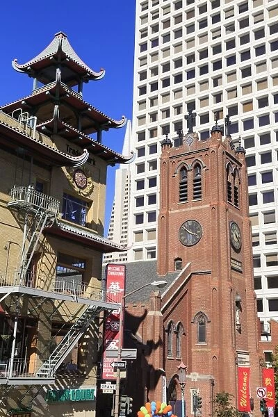 Old St. Marys Church, Chinatown, San Francisco, California, United States of America, North America