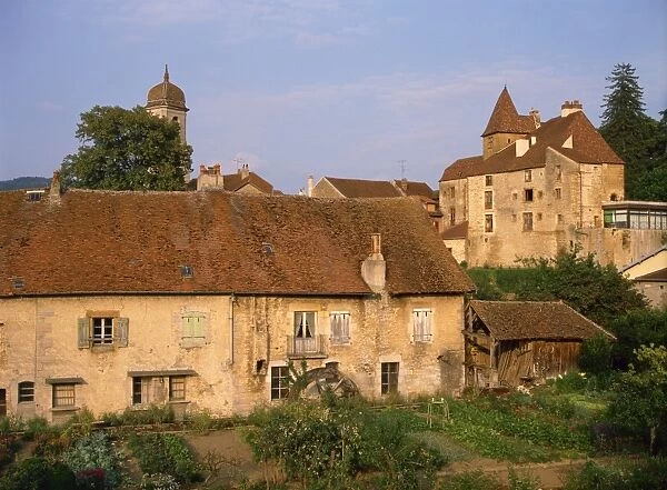 Old stone houses in Arbois, a town associated with Pasteur, where some of the best Jura wines are grown, in Franche-Comte