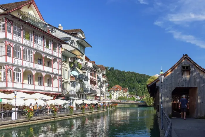 Framed Print : Old Town and Aare River, Thun, Canton of Bern, Switzerland