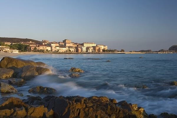 Old town and beach, L lle Rousse, Corsica, France, Mediterranean, Europe