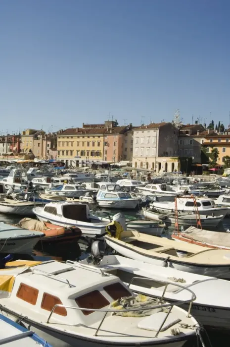 Framed Print : Old Town and boats in harbour, Rovinj, Istria coast, Croatia, Europe Framed Print : Old Town and boats in harbour, Rovinj, Istria coast, Croatia, Europe