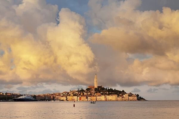 Old town and the cathedral of St. Euphemia at sunset, Rovinj, Istria, Croatia, Adriatic, Europe