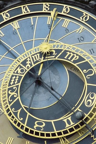 Detail of Old Town Clock on Town Hall at Old Town Square, Stare Mesto, Prague