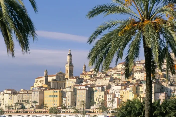 Framed Print : Old town framed by palms, Menton, Alpes-Maritimes, Cote d Azur, Provence Framed Print : Old town framed by palms, Menton, Alpes-Maritimes, Cote d Azur, Provence