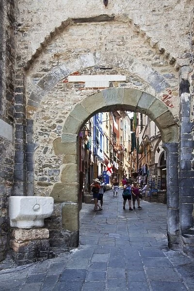 Old Town Gate at Porto Venere, Cinque Terre, UNESCO World Heritage Site, Liguria, Italy, Europe