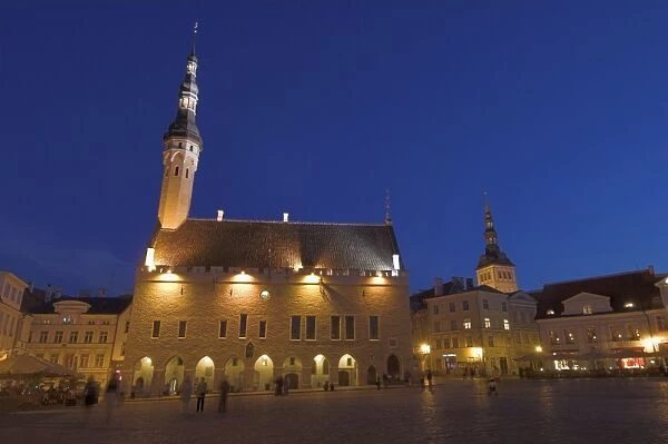Old Town Hall in Old Town Square at night, Old town, UNESCO World Heritage Site