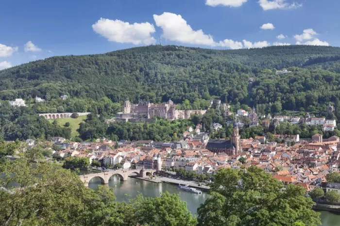 Framed Print : Old town with Karl-Theodor-Bridge (Old Bridge), Heilig Geist Church and Castle, Neckar River Framed Print : Old town with Karl-Theodor-Bridge (Old Bridge), Heilig Geist Church and Castle, Neckar River