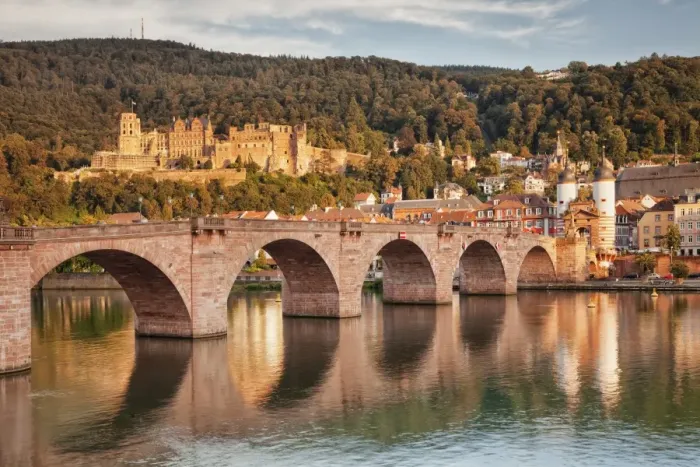 Framed Print : Old town with Karl-Theodor-Bridge (Old Bridge) and Castle, Neckar River, Heidelberg Framed Print : Old town with Karl-Theodor-Bridge (Old Bridge) and Castle, Neckar River, Heidelberg