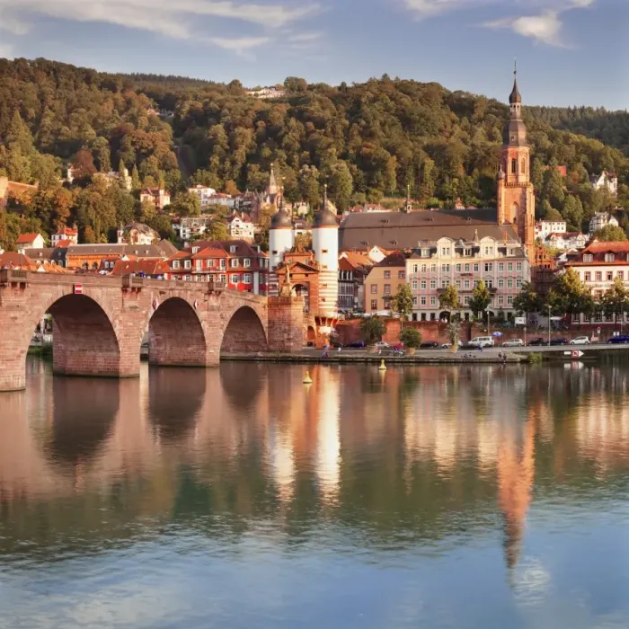 Framed Print : Old town with Karl-Theodor-Bridge (Old Bridge) and Castle, Neckar River, Heidelberg Framed Print : Old town with Karl-Theodor-Bridge (Old Bridge) and Castle, Neckar River, Heidelberg