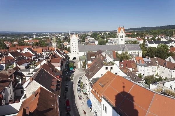 Old town with Liebfrauenkirche church, Frauentor tower and Gruner Turm tower, Ravensburg, Upper Swabia, Baden Wurttemberg, Germany, Europe