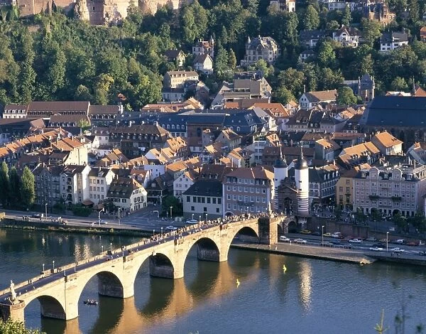 Old town, old bridge and river Neckar