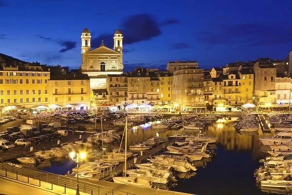 Old town at the old harbour with the church of Jean Baptiste, Bastia, Corsica, France, Mediterranean, Europe