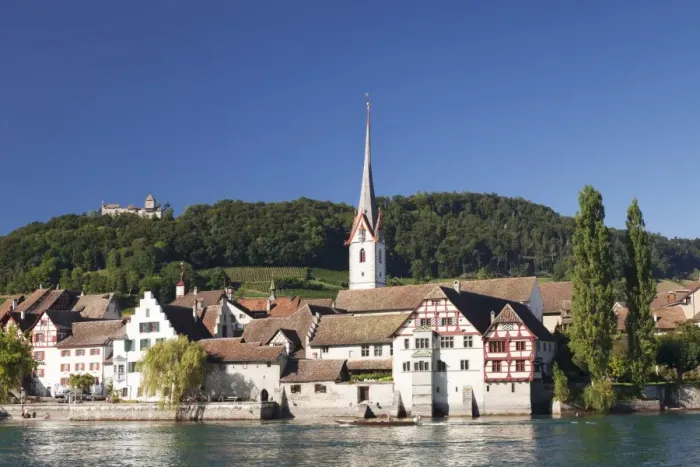 Framed Print : Old town along the Rhine promenade with Burg Hohenklingen castle, Stein am Rhein, Canton Schaffhausen, Switzerland, Europe Framed Print : Old town along the Rhine promenade with Burg Hohenklingen castle, Stein am Rhein, Canton Schaffhausen, Switzerland, Europe