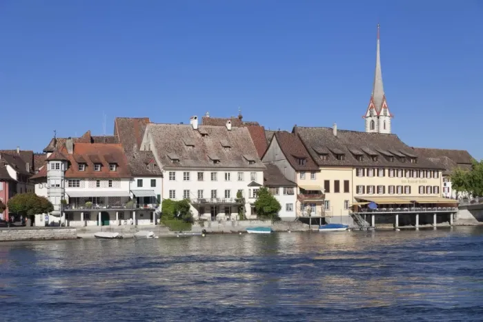 Framed Print : Old town along the Rhine promenade, Stein am Rhein, Canton Schaffhausen, Switzerland, Europe Framed Print : Old town along the Rhine promenade, Stein am Rhein, Canton Schaffhausen, Switzerland, Europe