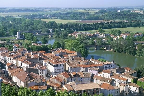 The old town seen from St. Nazaire cathedral, town of Beziers, Herault