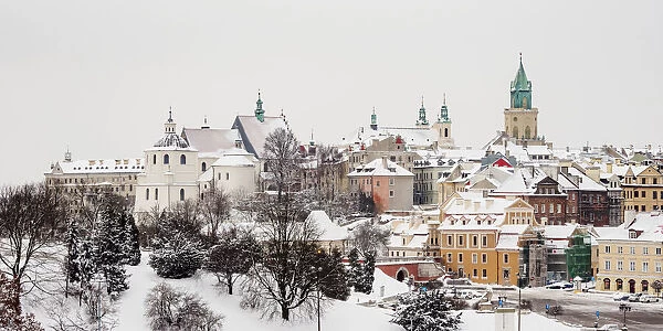 Old Town skyline featuring Dominican Priory, Cathedral and Trinitarian Tower, winter