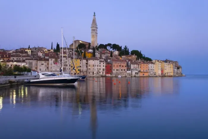 Framed Print : Old Town and St. Euphemias Church at dawn, Rovinj, Istria, Croatia, Adriatic, Europe Framed Print : Old Town and St. Euphemias Church at dawn, Rovinj, Istria, Croatia, Adriatic, Europe