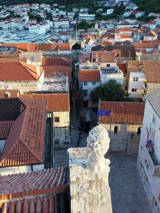 Framed Print : The Old Town from St. Marks Cathedral Tower, Korcula Town, Croatia, Europe Framed Print : The Old Town from St. Marks Cathedral Tower, Korcula Town, Croatia, Europe
