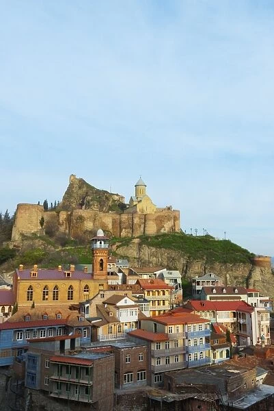 Old town and St. Nicholas church on top of Narikala Fortress, Tbilisi, Georgia, Caucasus