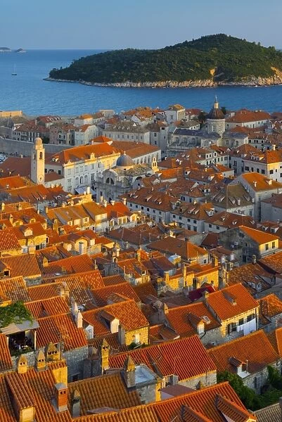 Old Town (Stari Grad), UNESCO World Heritage Site, with Lokrum Island beyond, Dubrovnik, Dalmatia, Croatia, Europe