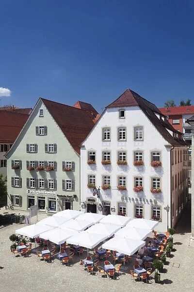Old town with street cafe on the market place, Rottenburg am Neckar, near Tubingen, Baden Wurttemberg, Germany, Europe
