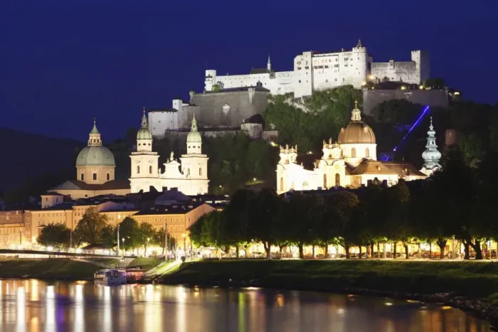 Framed Print : Old Town, UNESCO World Heritage Site, with Hohensalzburg Fortress and Dom Cathedral and the River Salzach at dusk, Salzburg, Salzburger Land, Austria, Europe Framed Print : Old Town, UNESCO World Heritage Site, with Hohensalzburg Fortress and Dom Cathedral and the River Salzach at dusk, Salzburg, Salzburger Land, Austria, Europe