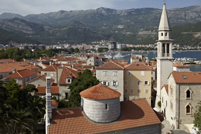 Framed Print : The old walled town of Budva with the Citadela in the foreground, Budva, Montenegro, Europe Framed Print : The old walled town of Budva with the Citadela in the foreground, Budva, Montenegro, Europe