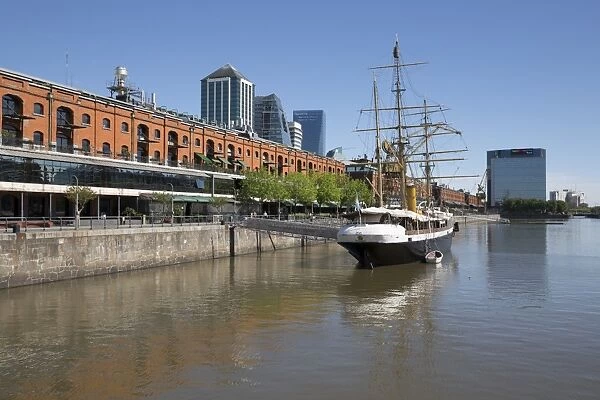 Old warehouses and office buildings from marina of Puerto Madero, San Telmo, Buenos Aires