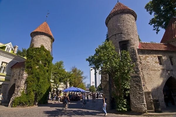 Old watch towers in Tallinn, Estonia, Baltic States, Europe