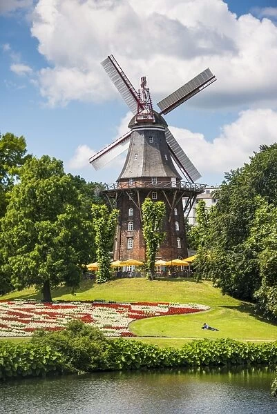 Old wind mill in Bremen, Germany, Europe