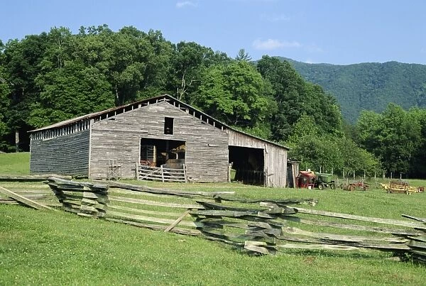 Old wooden barn on farmstead in the old pioneer community