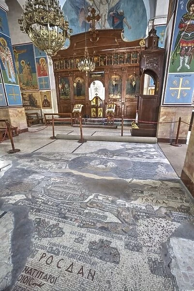 Oldest map of Palestine, mosaic, dated AD 560, St. Georges Church, Madaba, Jordan