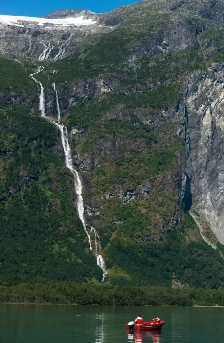 Framed Print : Oldevatnet Lake waterfall, Nordfjord, Norway, Scandinavia, Europe Framed Print : Oldevatnet Lake waterfall, Nordfjord, Norway, Scandinavia, Europe