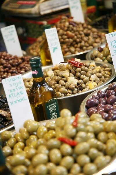 Olives stall, Shuk HaCarmel (Carmel Market), Tel Aviv, Israel, Middle East